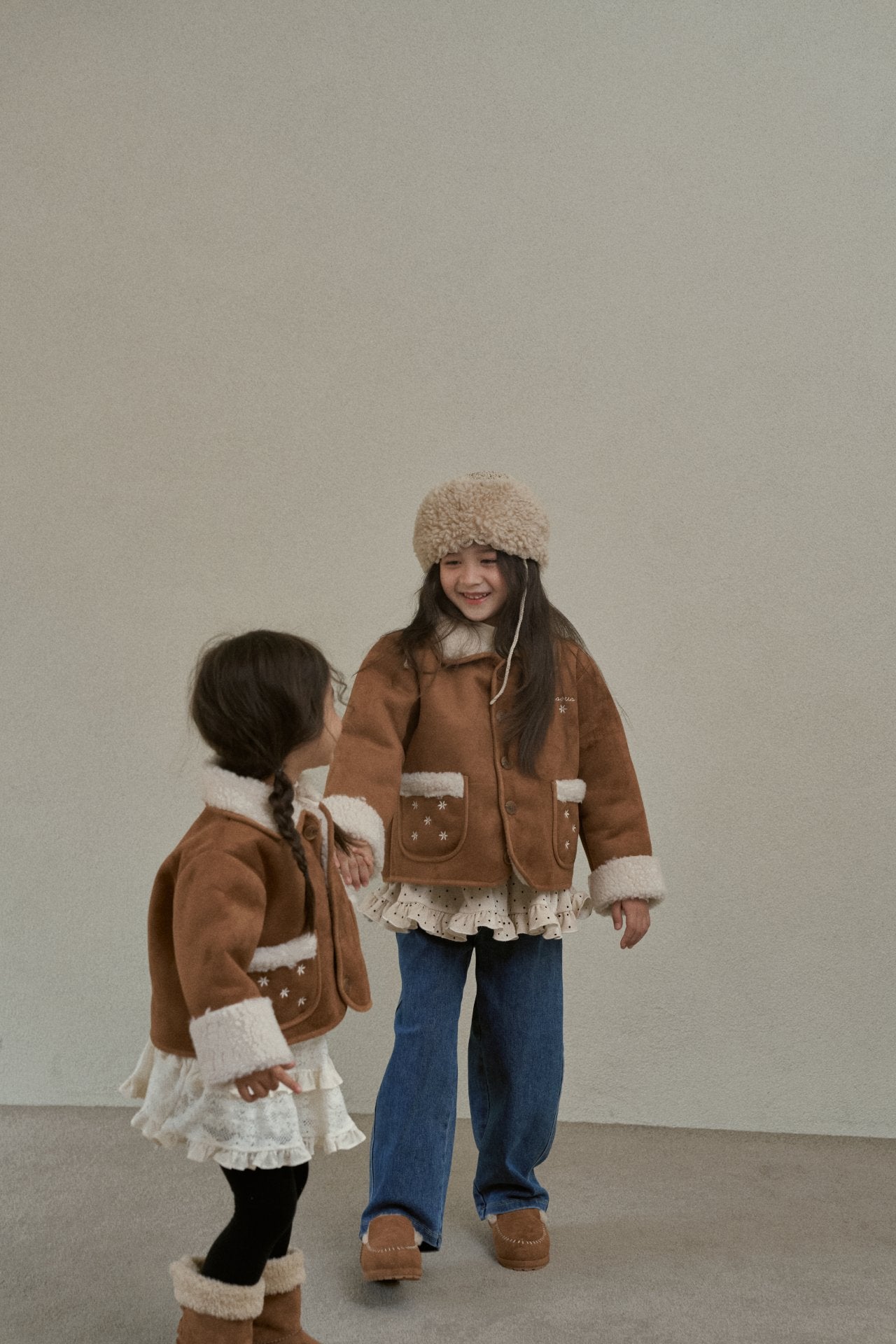 ［momo ann］Flower mouton jacket