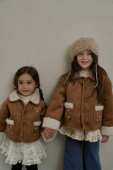 ［momo ann］Flower mouton jacket