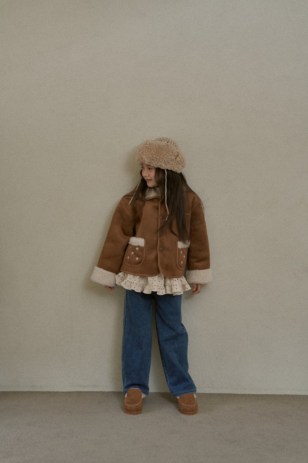 ［momo ann］Flower mouton jacket