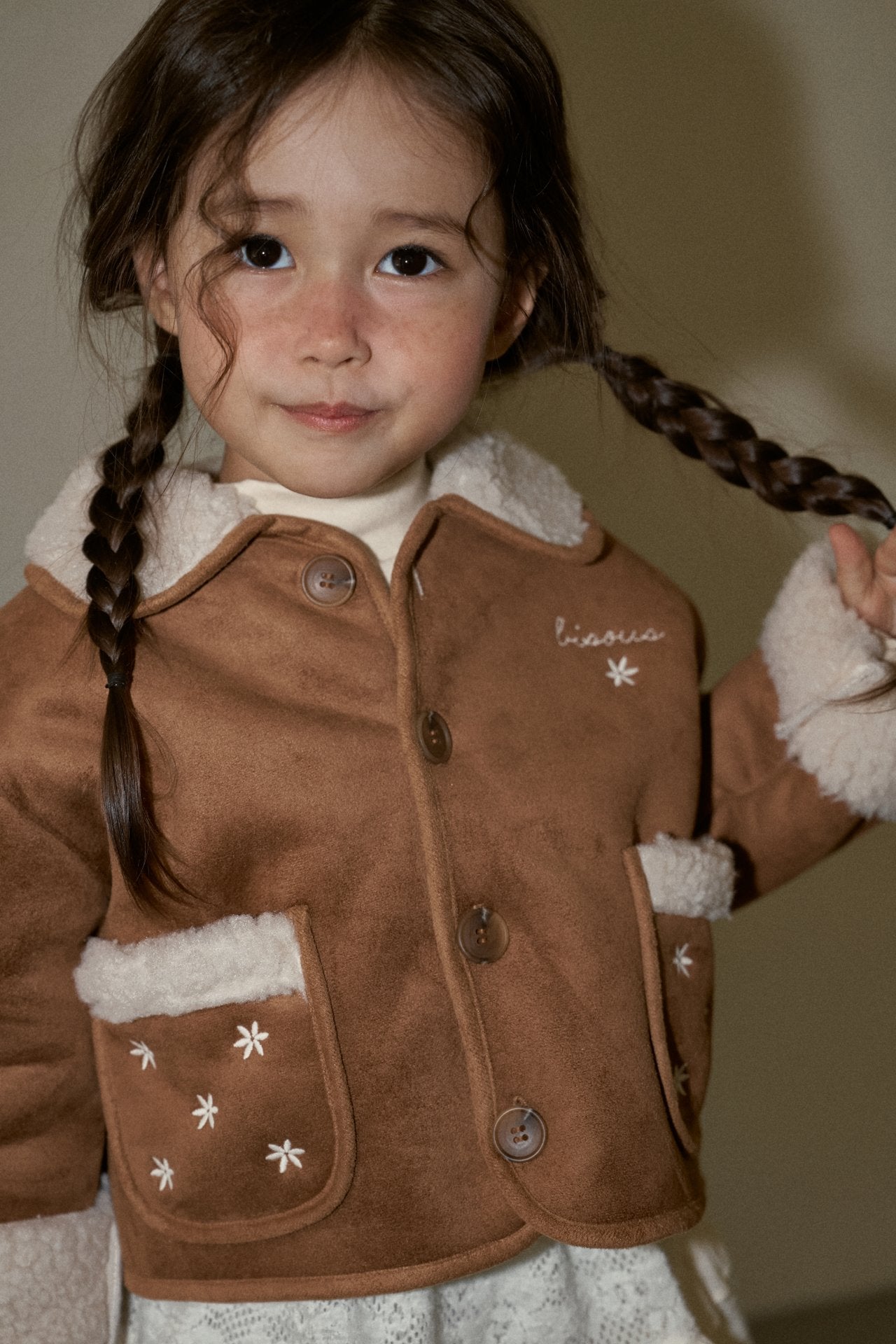 ［momo ann］Flower mouton jacket