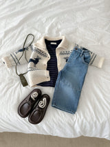 ［minirobe］Darts straight denim pants