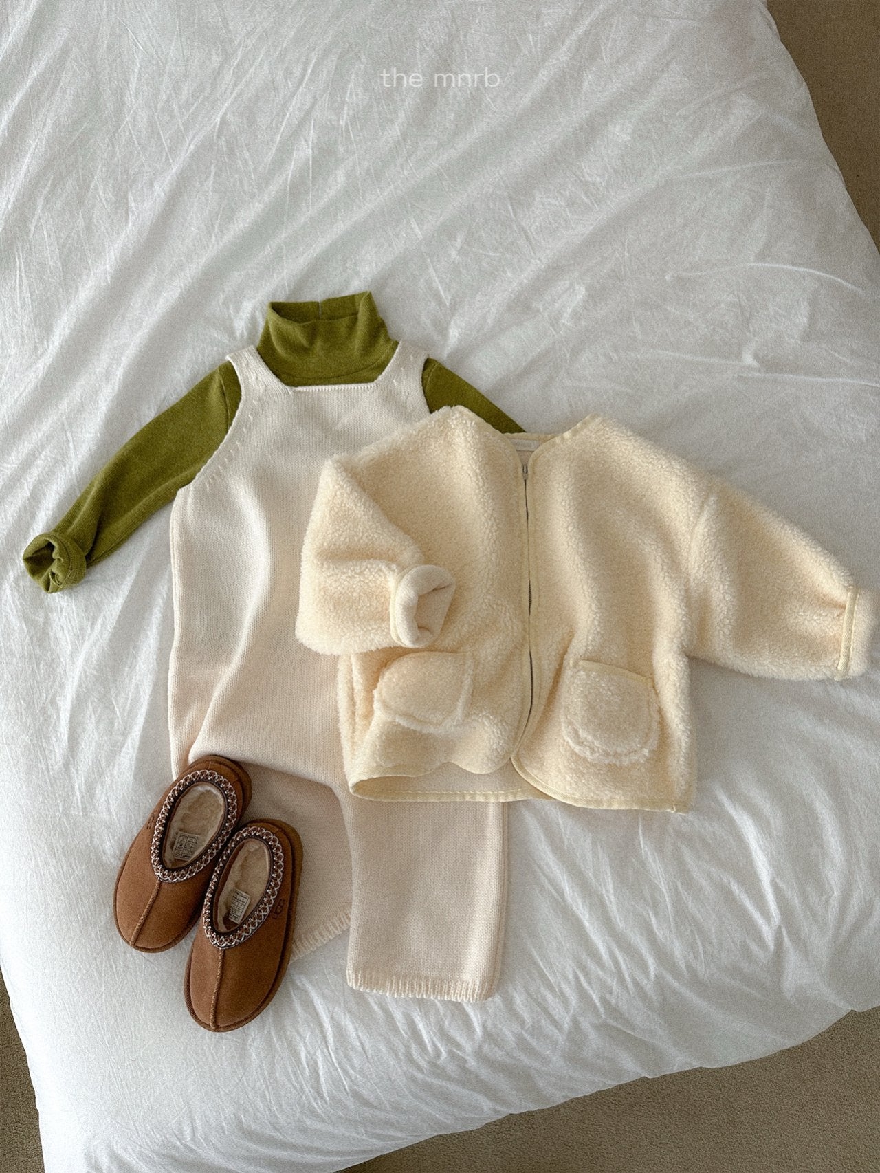 ［minirobe］Teddy knit overall