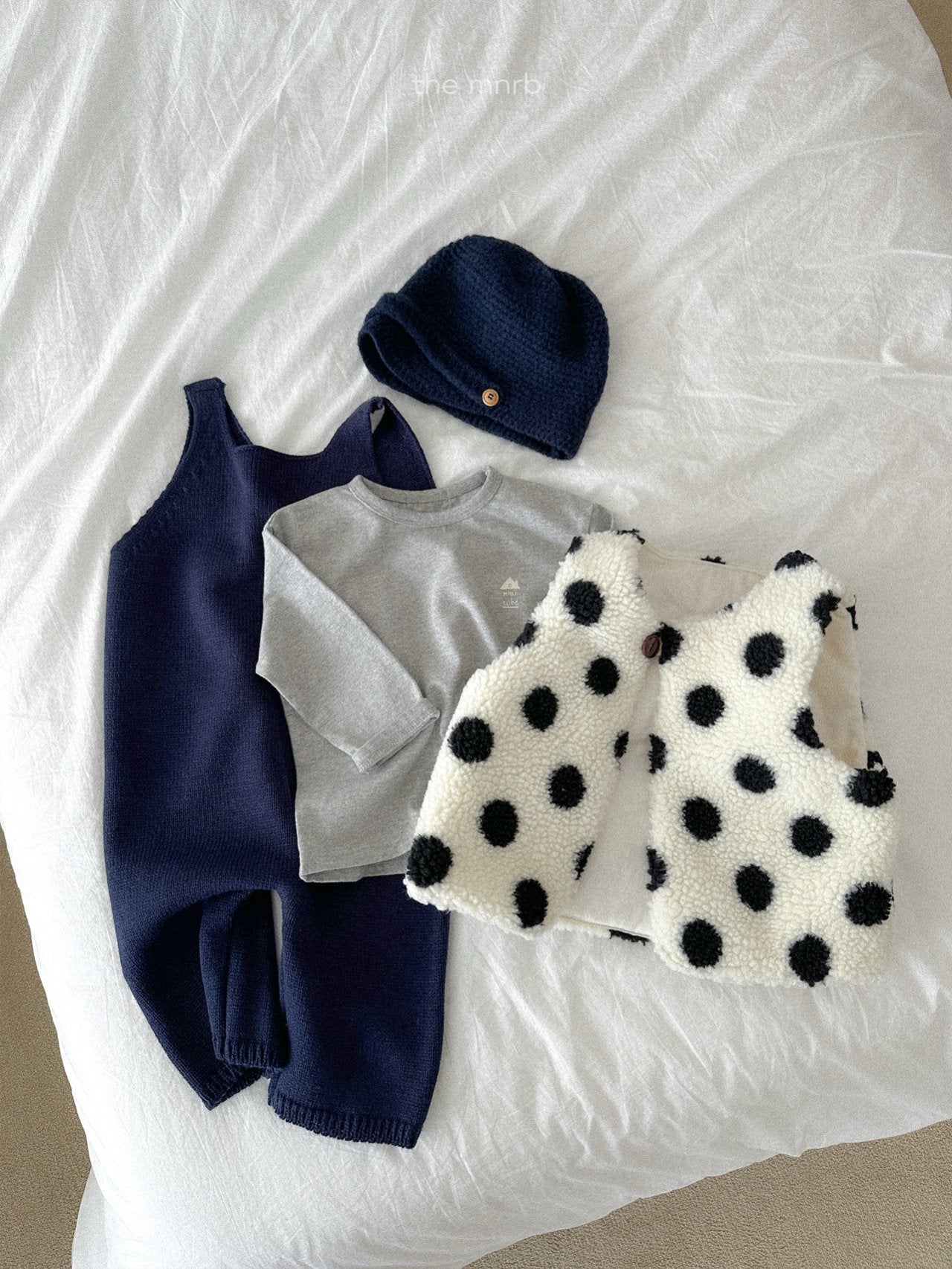 ［minirobe］Teddy knit overall