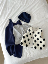 ［minirobe］Teddy knit overall