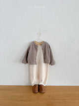 ［minirobe］Velvet ribbed cardigan