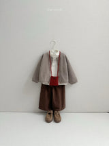 ［minirobe］Velvet ribbed cardigan