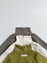 ［minirobe］Ribbed open turtleneck