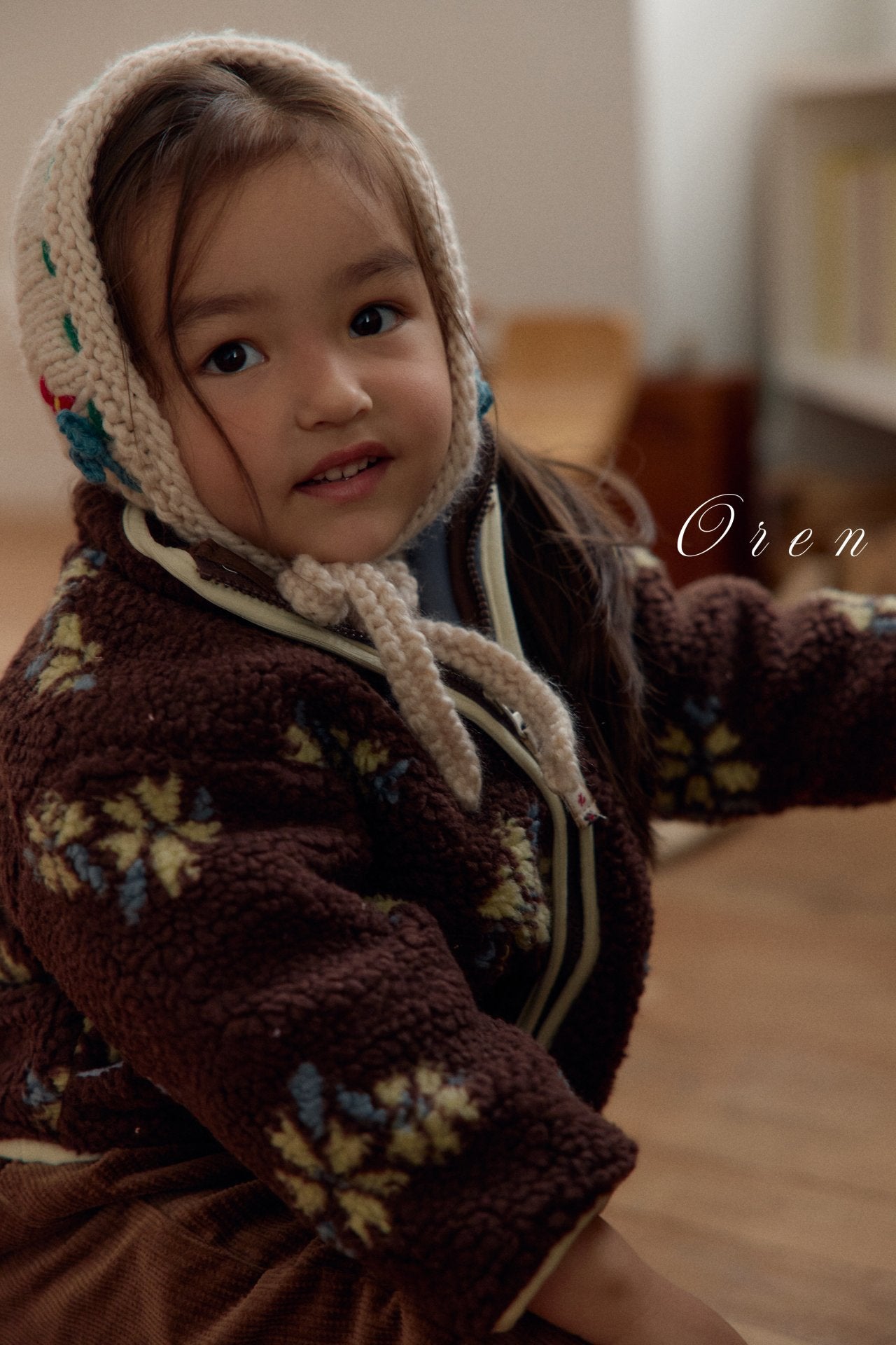 ［OREN］Mello flower boa jumper