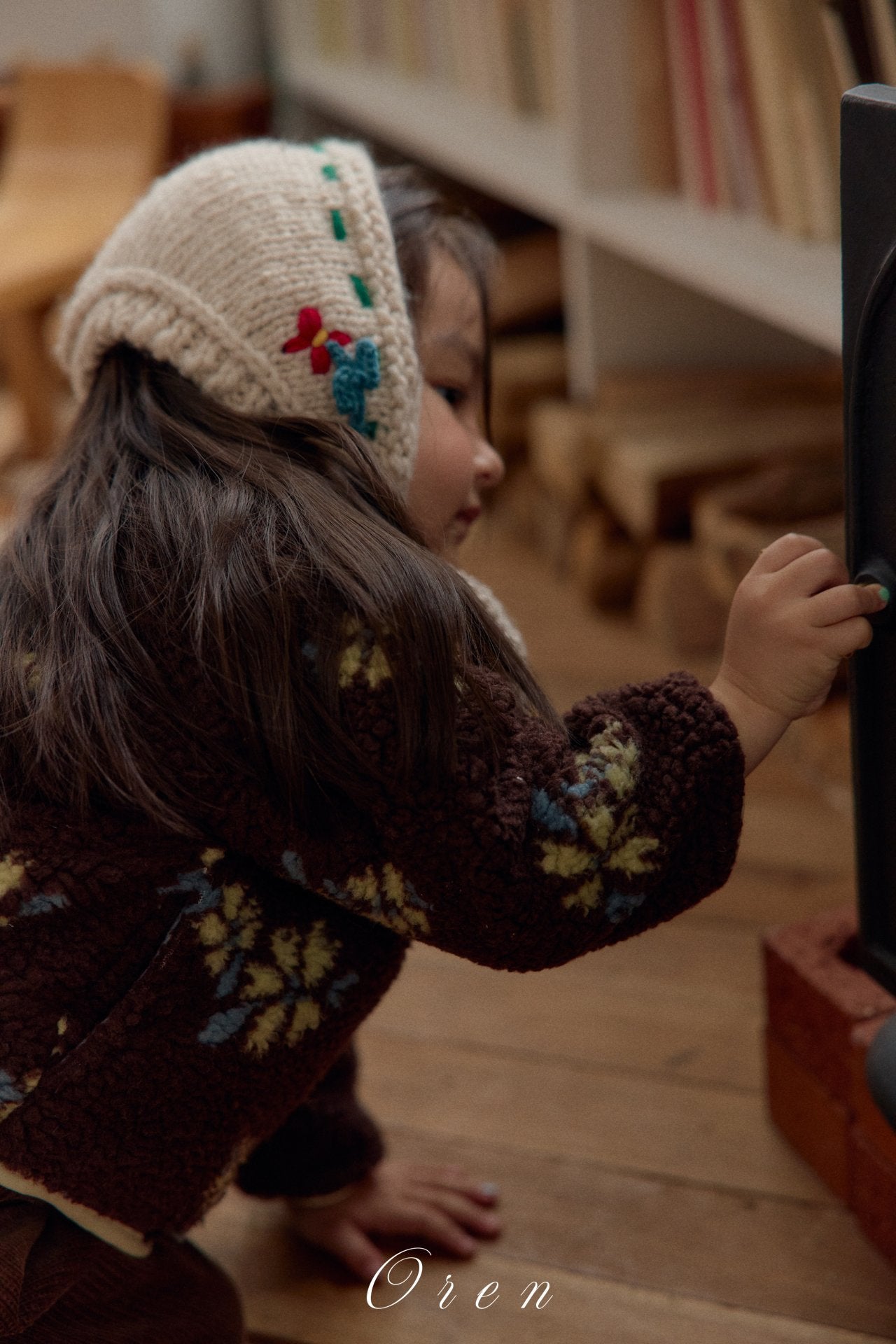 ［OREN］Mello flower boa jumper