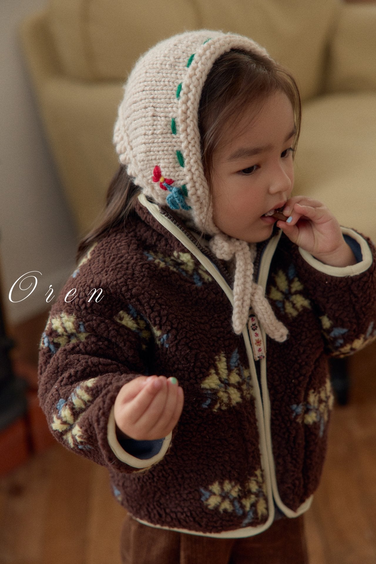 ［OREN］Mello flower boa jumper