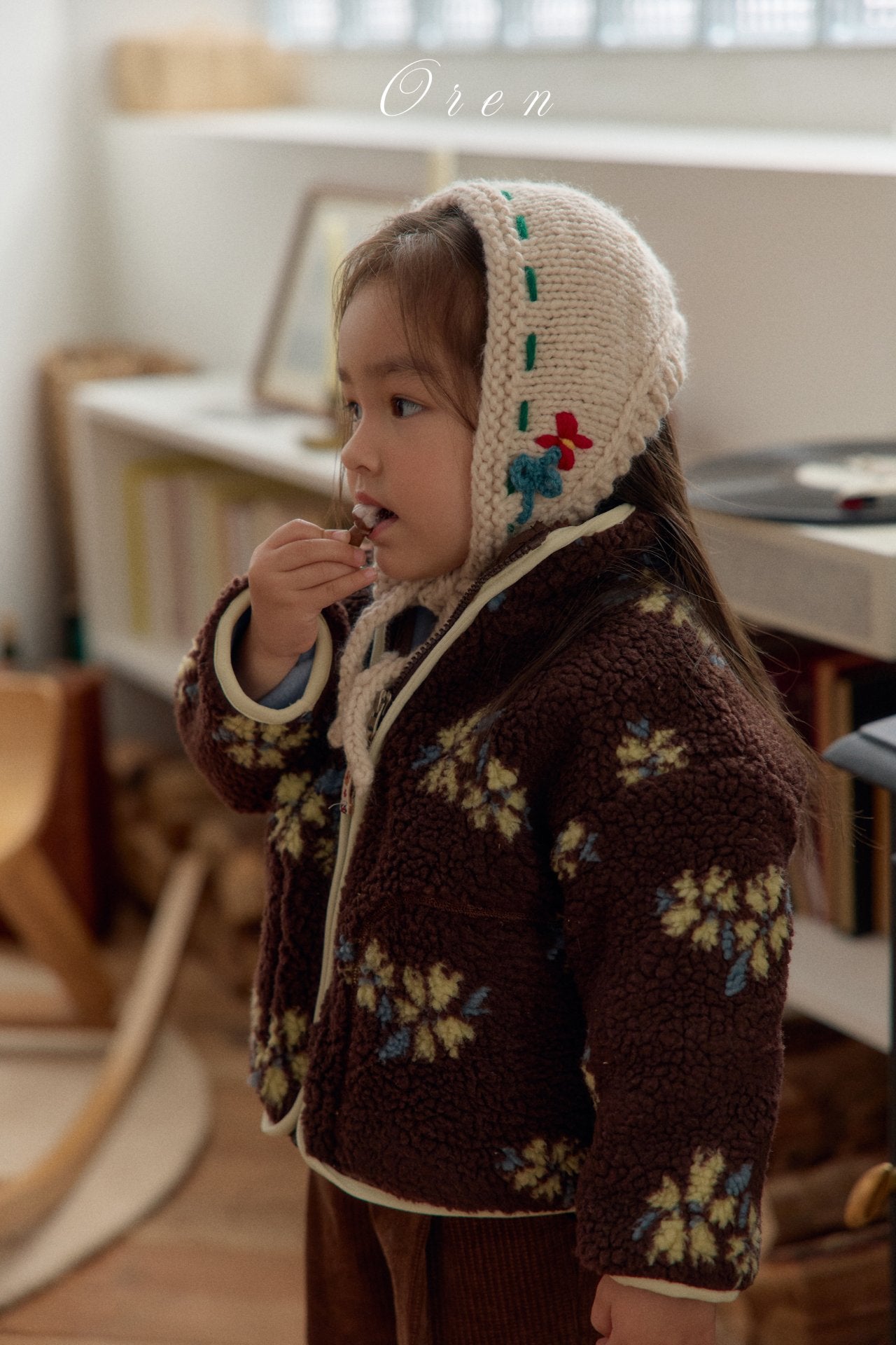 ［OREN］Mello flower boa jumper