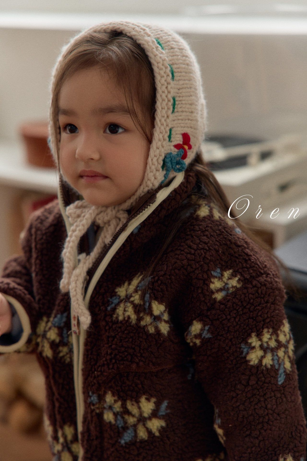 ［OREN］Mello flower boa jumper