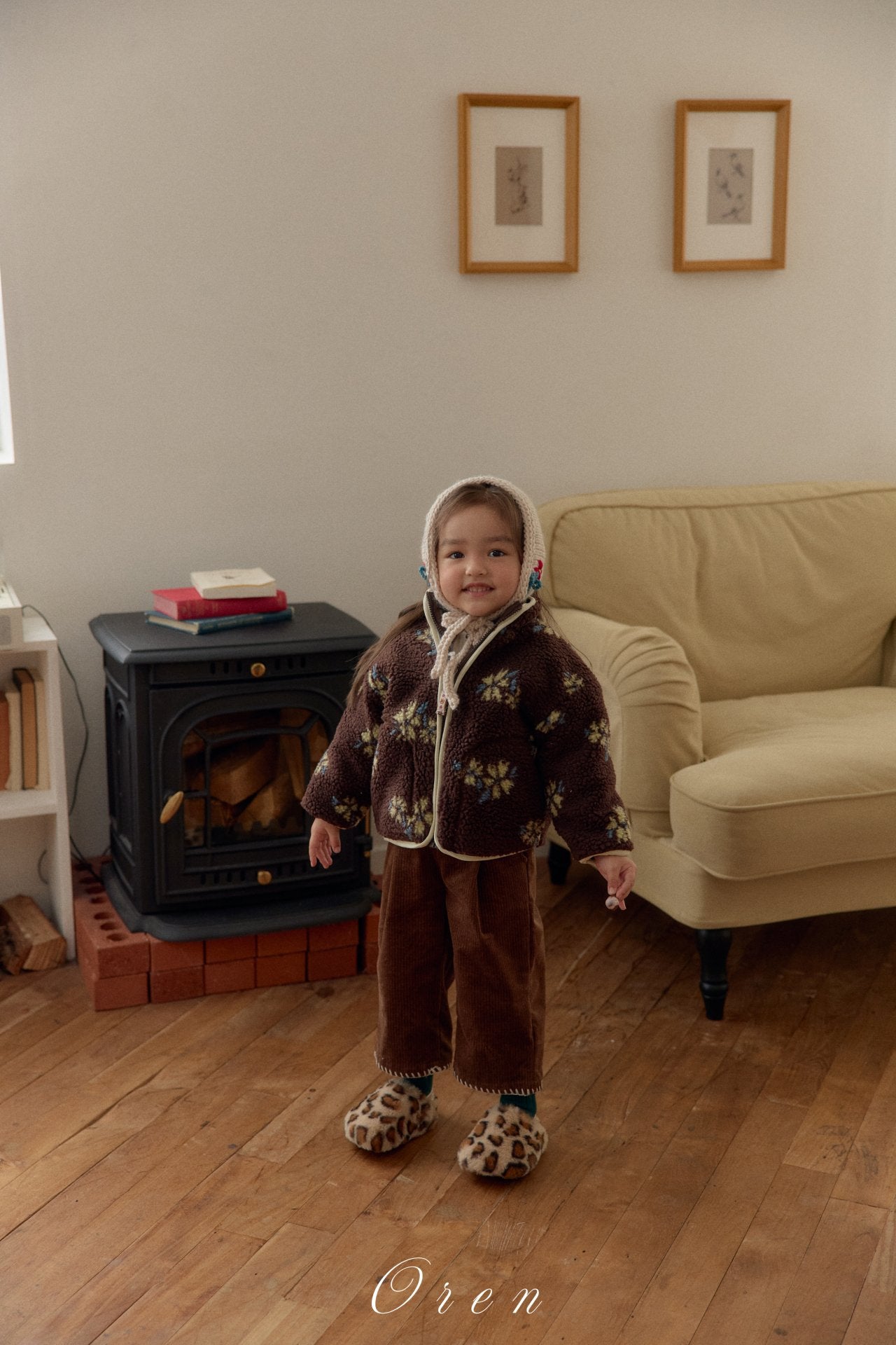 ［OREN］Mello flower boa jumper