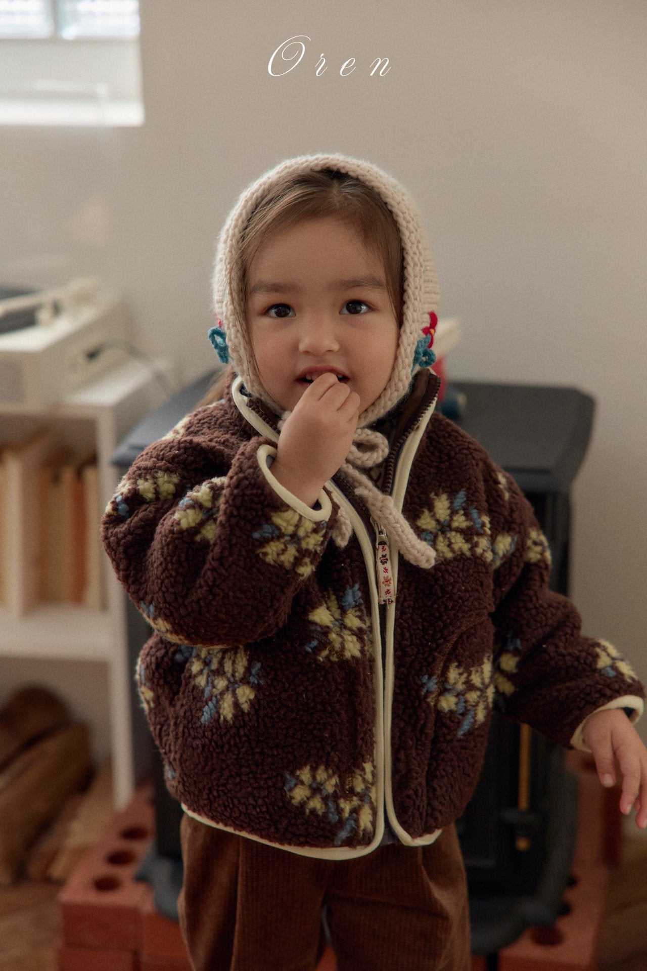 ［OREN］Mello flower boa jumper