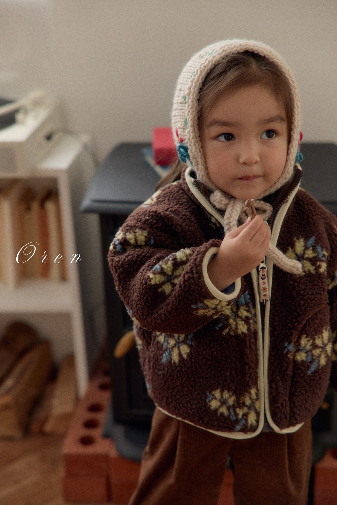 ［OREN］Mello flower boa jumper