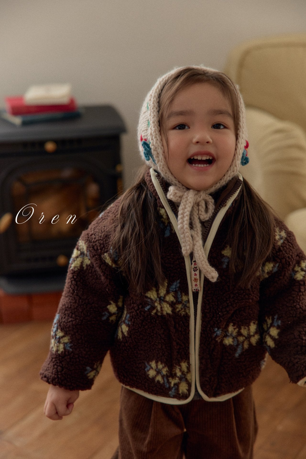 ［OREN］Mello flower boa jumper