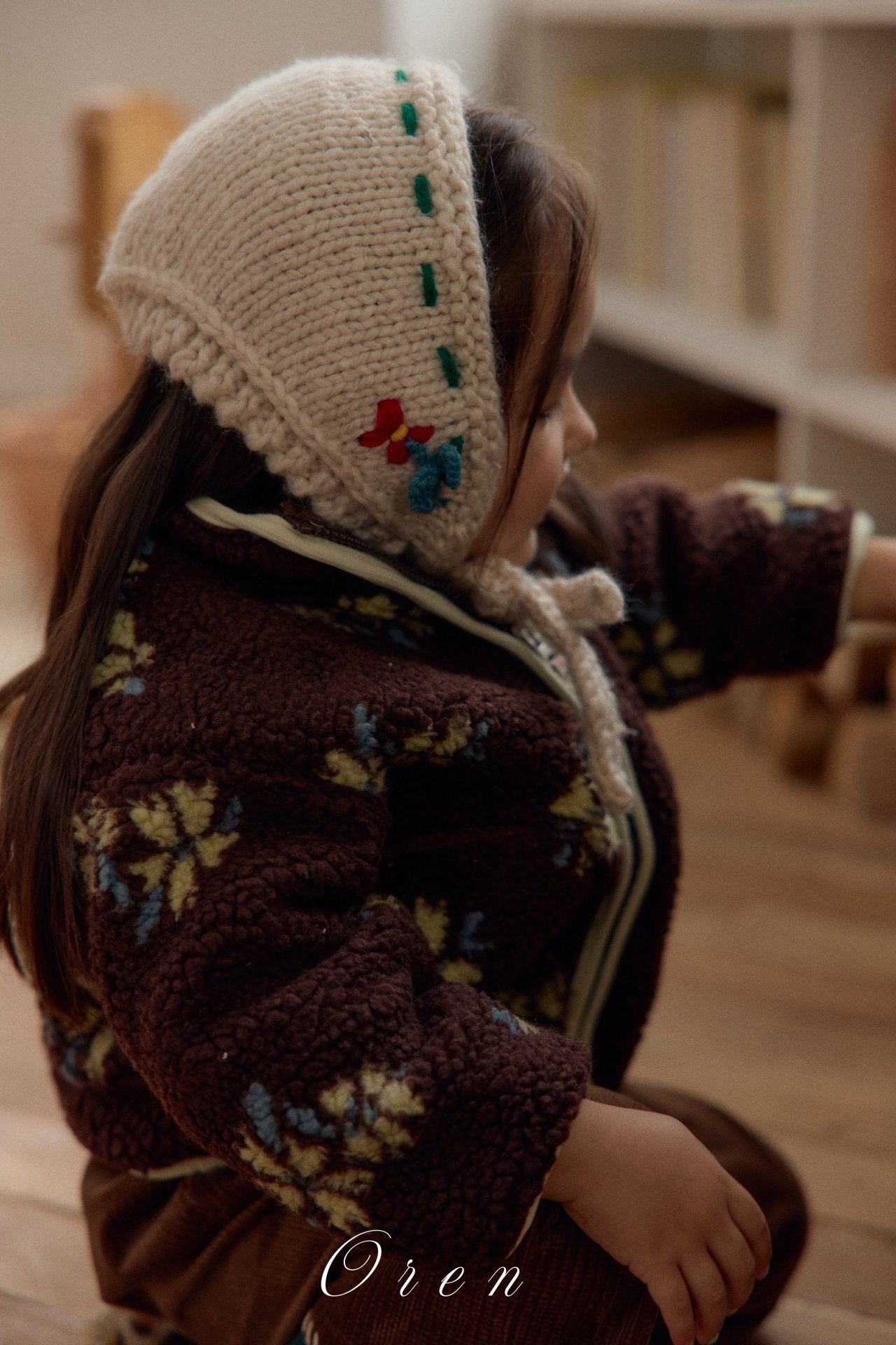 ［OREN］Mello flower boa jumper