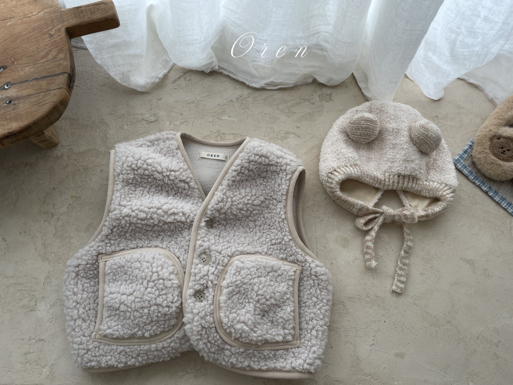 ［OREN］Bear fleece vest