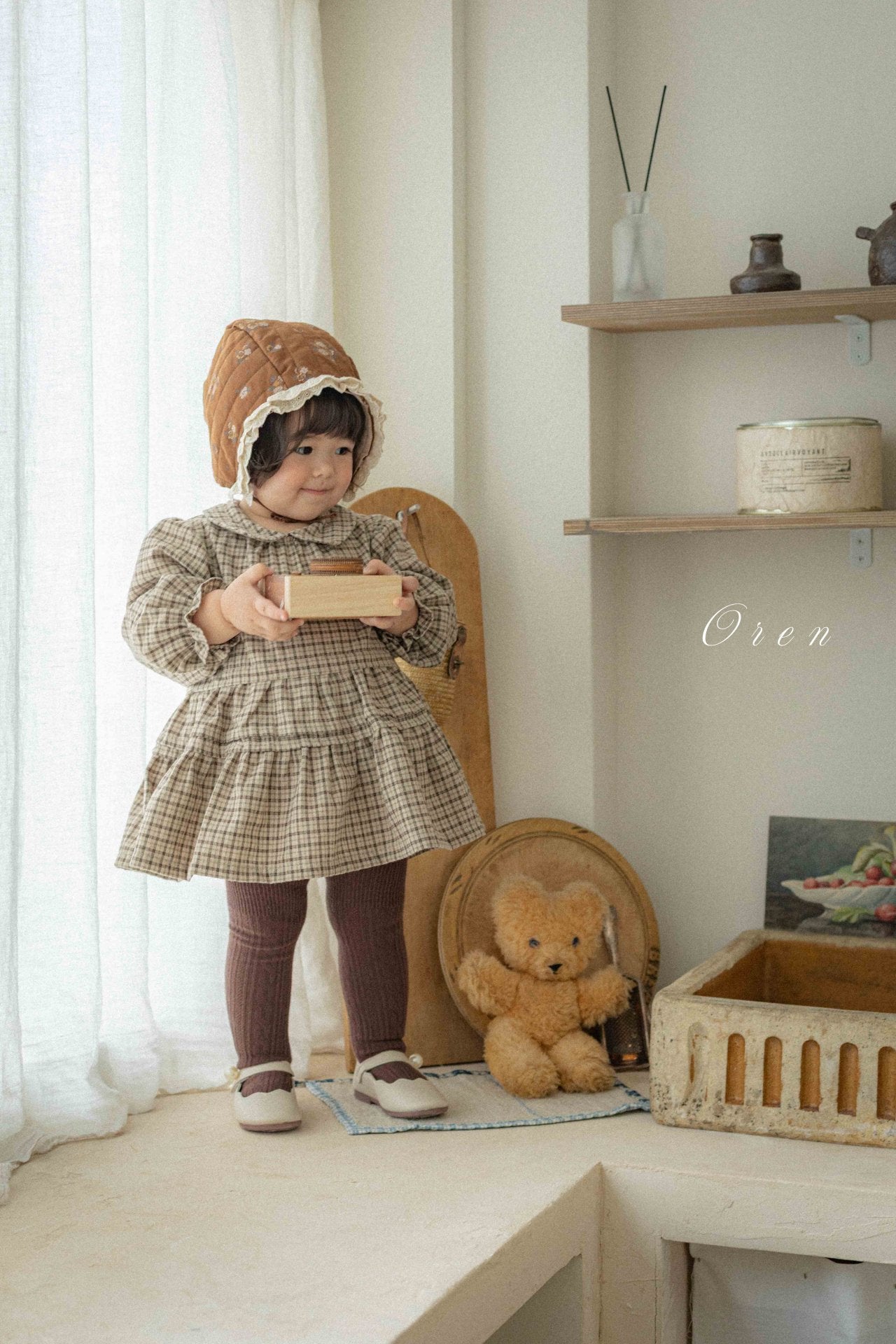 ［OREN］Brioche check one-piece bloomer