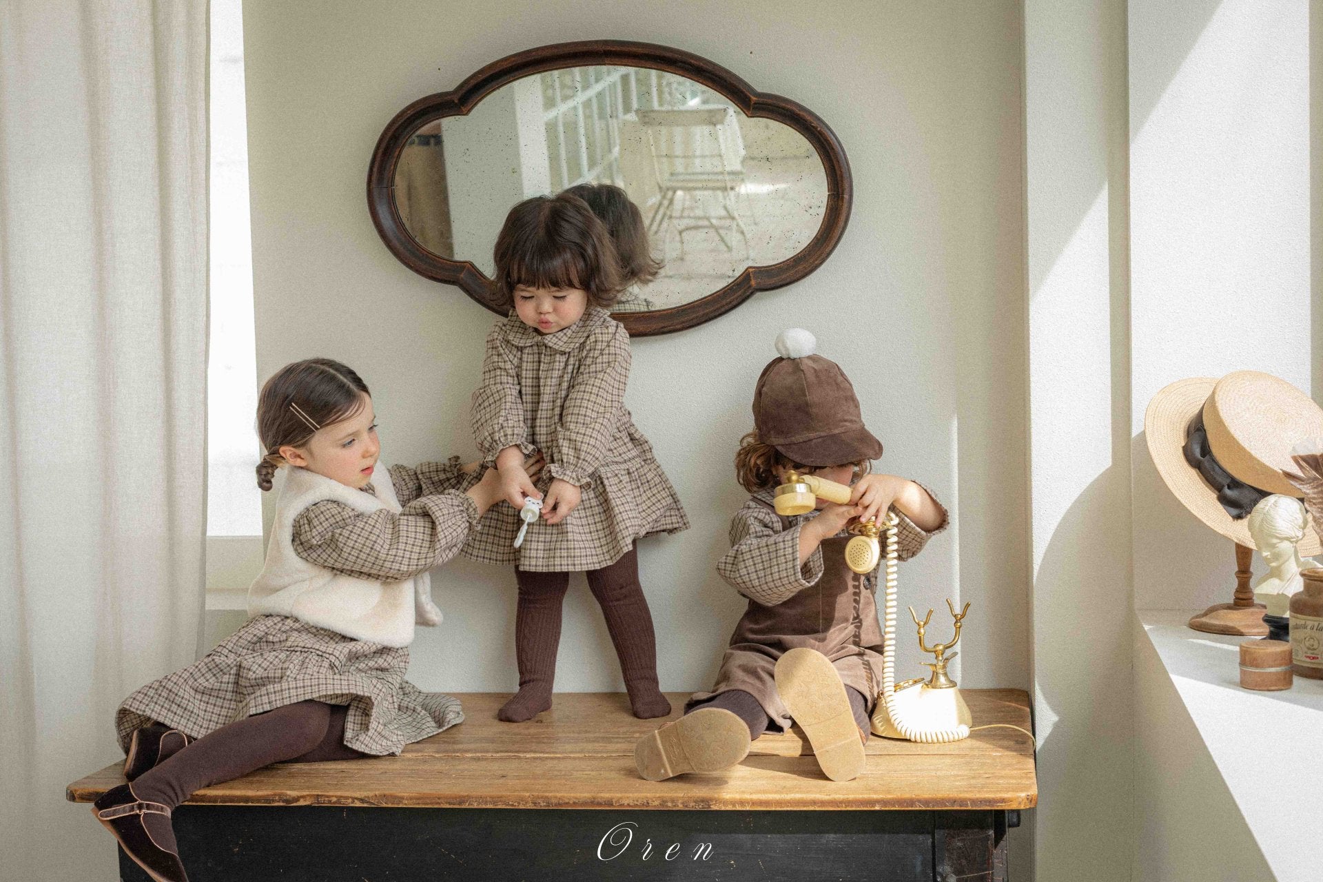 ［OREN］Brioche check one-piece bloomer