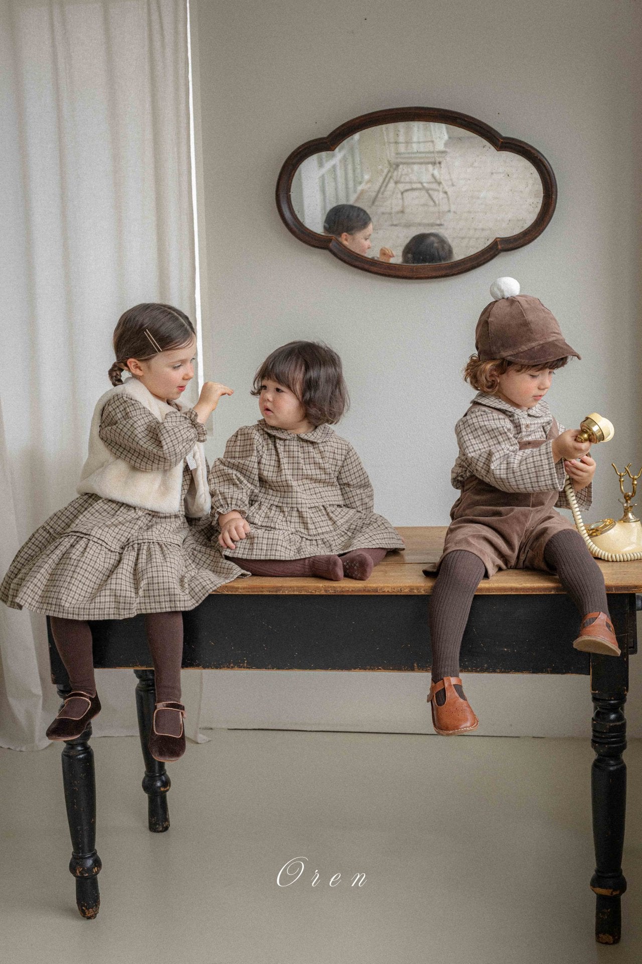 ［OREN］Brioche check one-piece bloomer