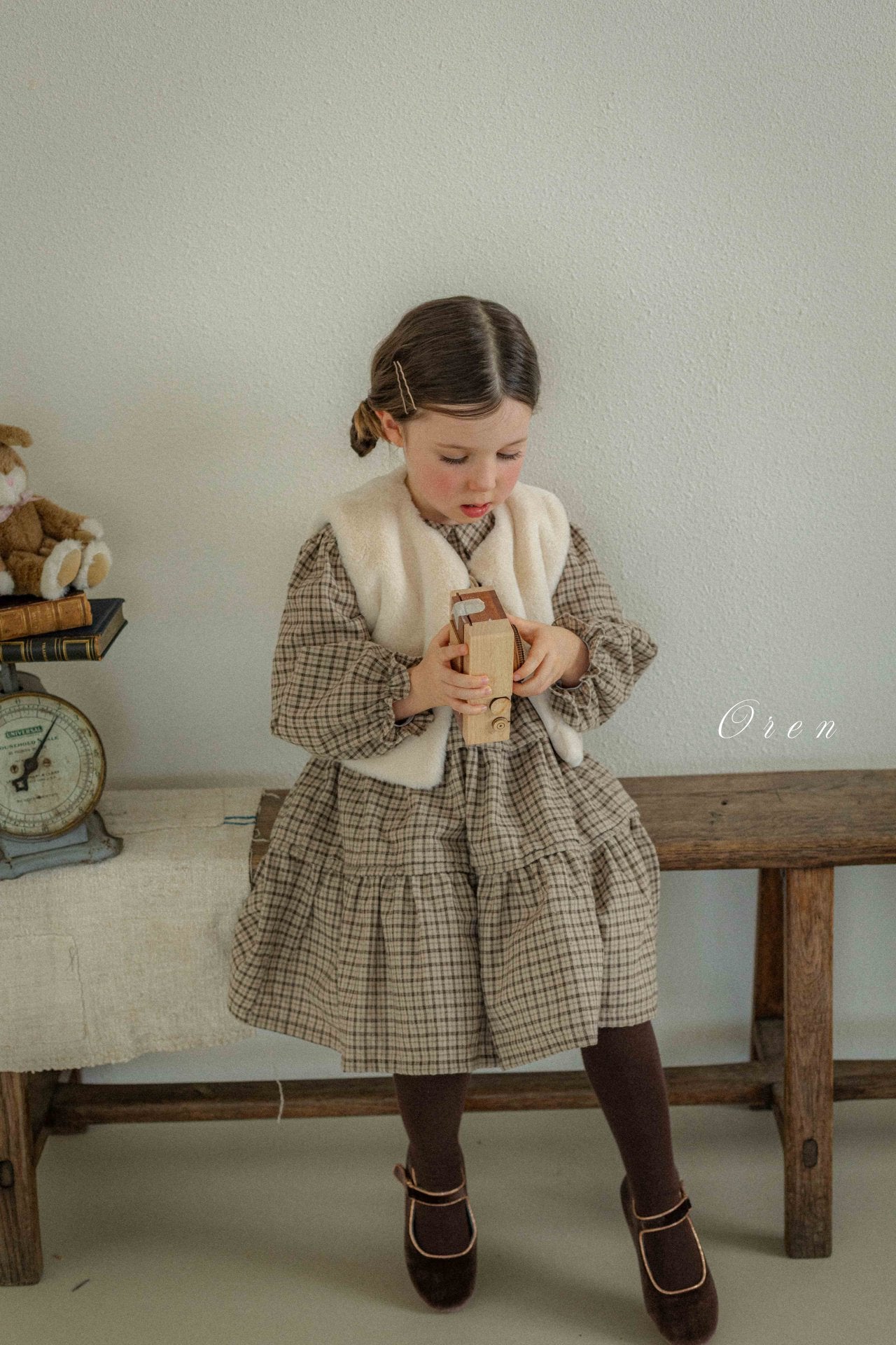 ［OREN］Brioche check one-piece