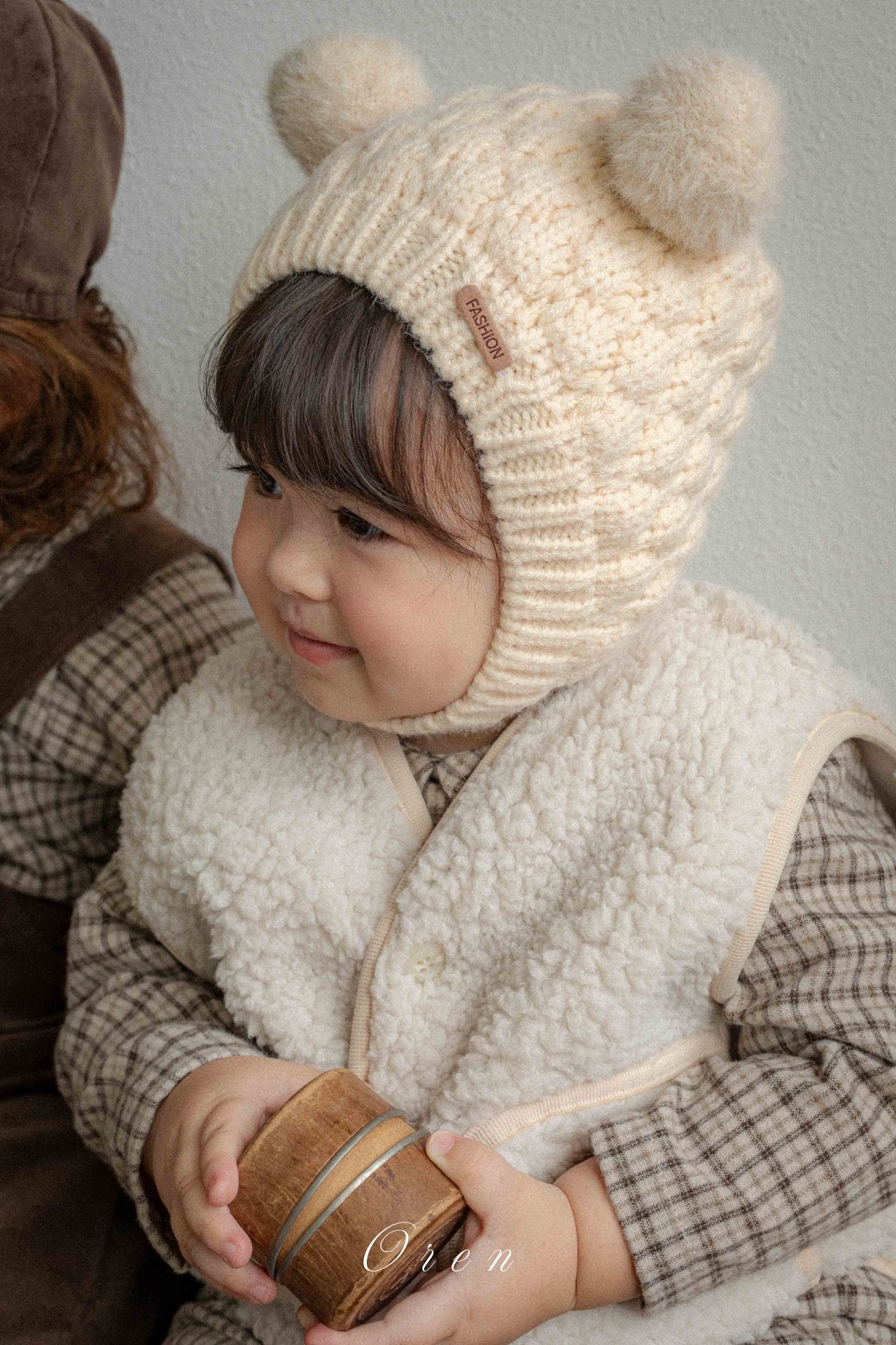 ［OREN］Brioche check rompers