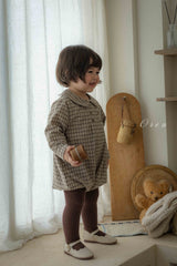 ［OREN］Brioche check rompers