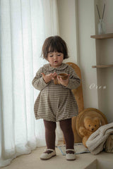［OREN］Brioche check rompers