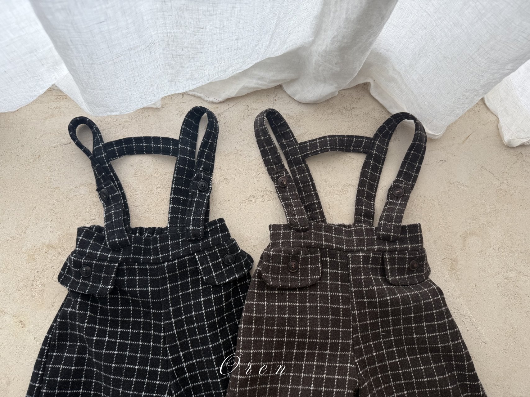 ［OREN］Miel check suspender pants