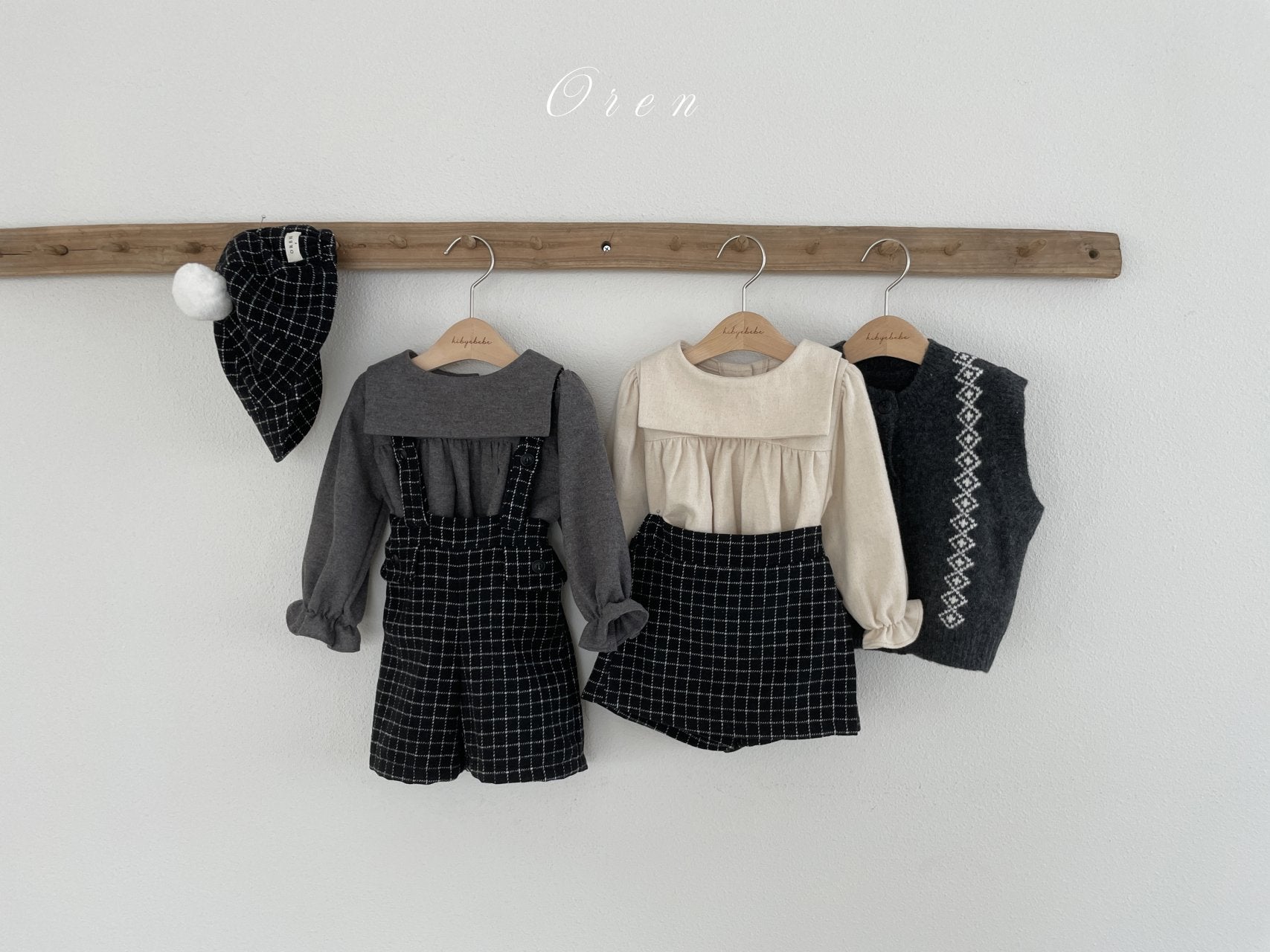 ［OREN］Miel check suspender pants