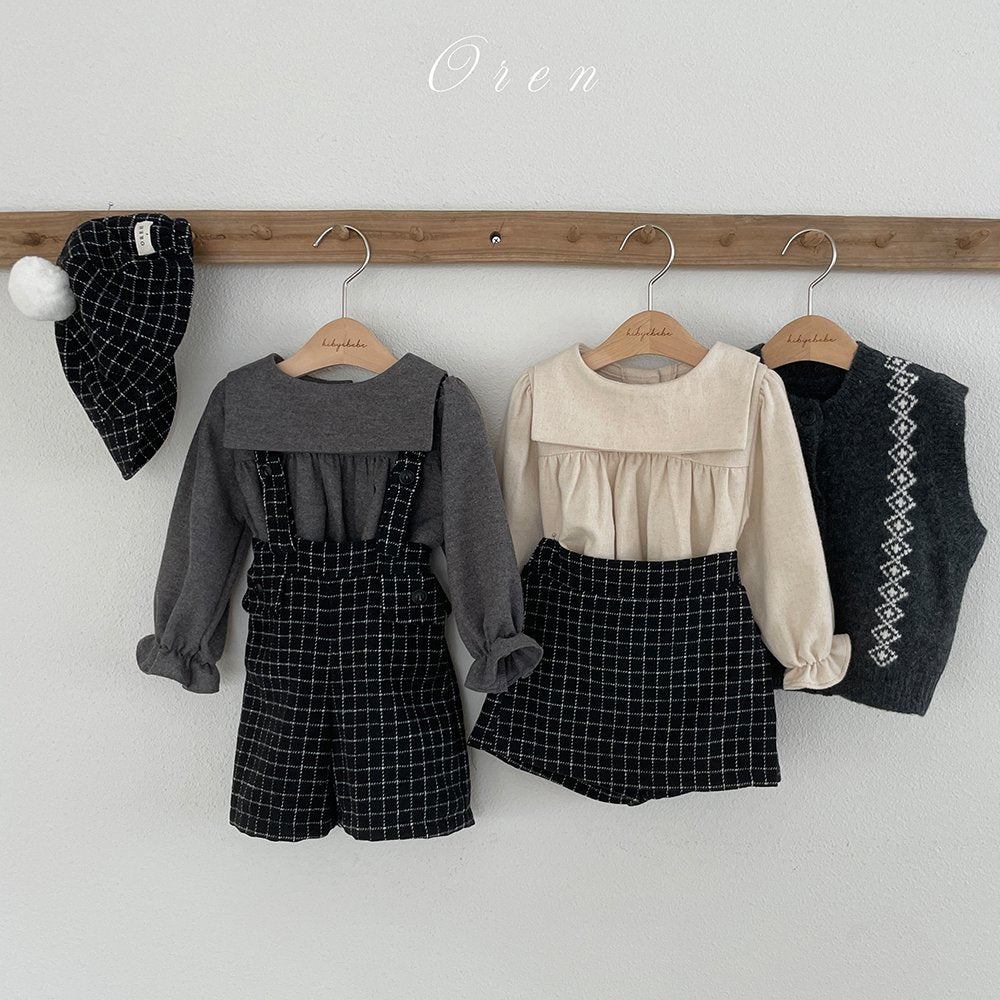 ［OREN］Miel check suspender pants