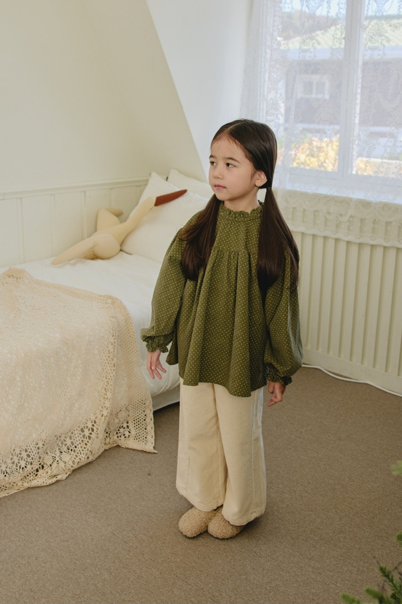 ［mon Atelier］Dot frill blouse