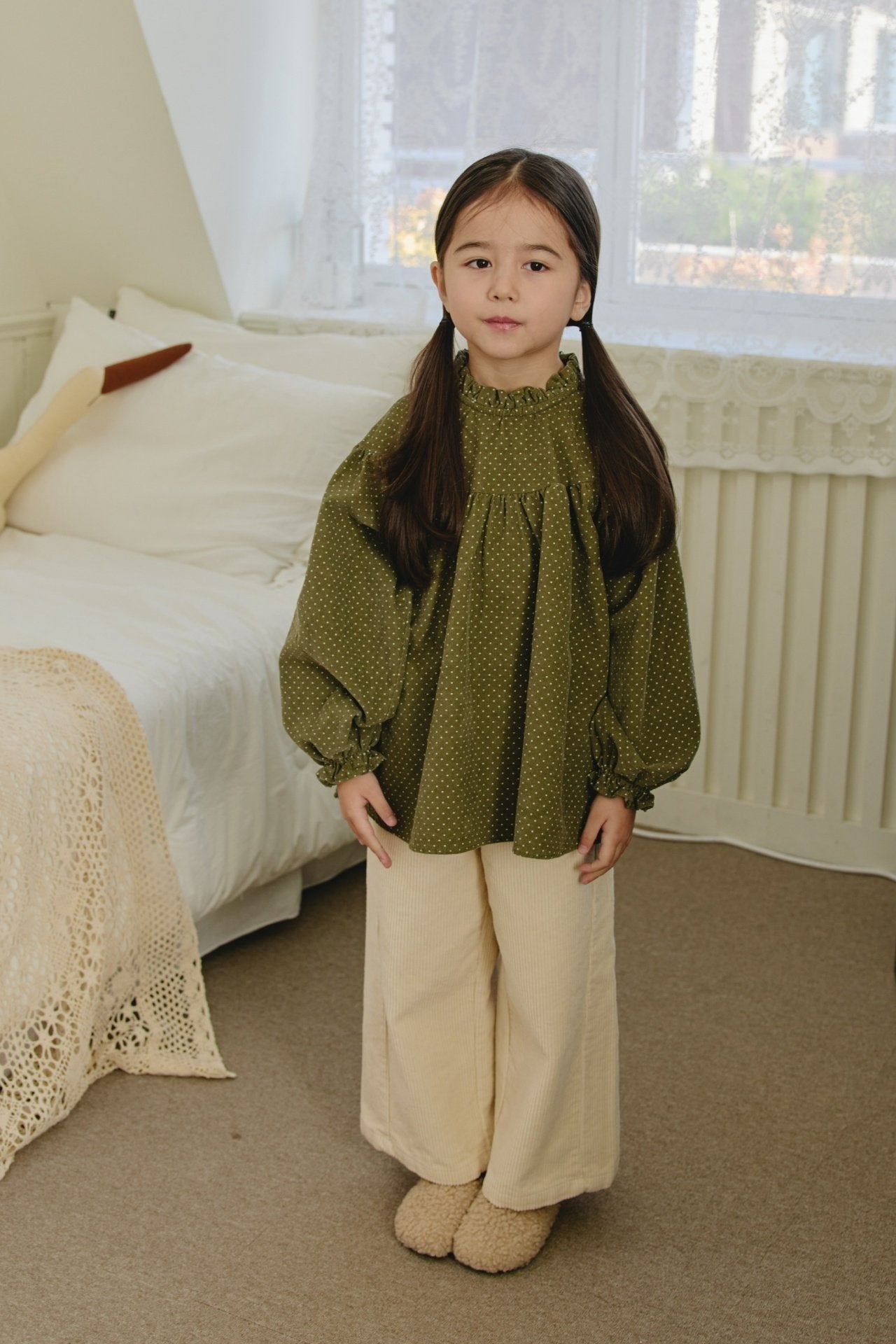 ［mon Atelier］Dot frill blouse