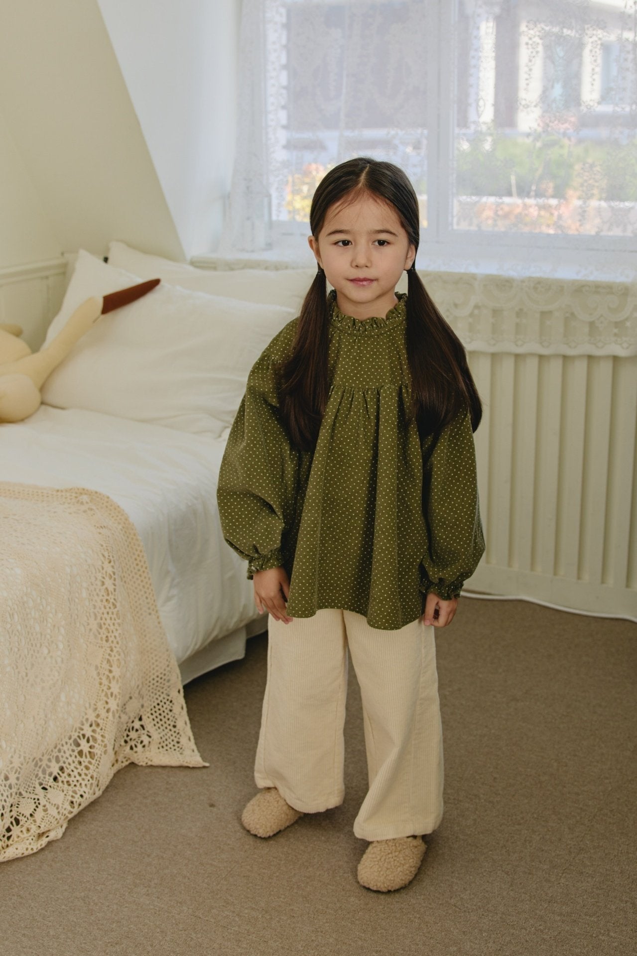 ［mon Atelier］Dot frill blouse