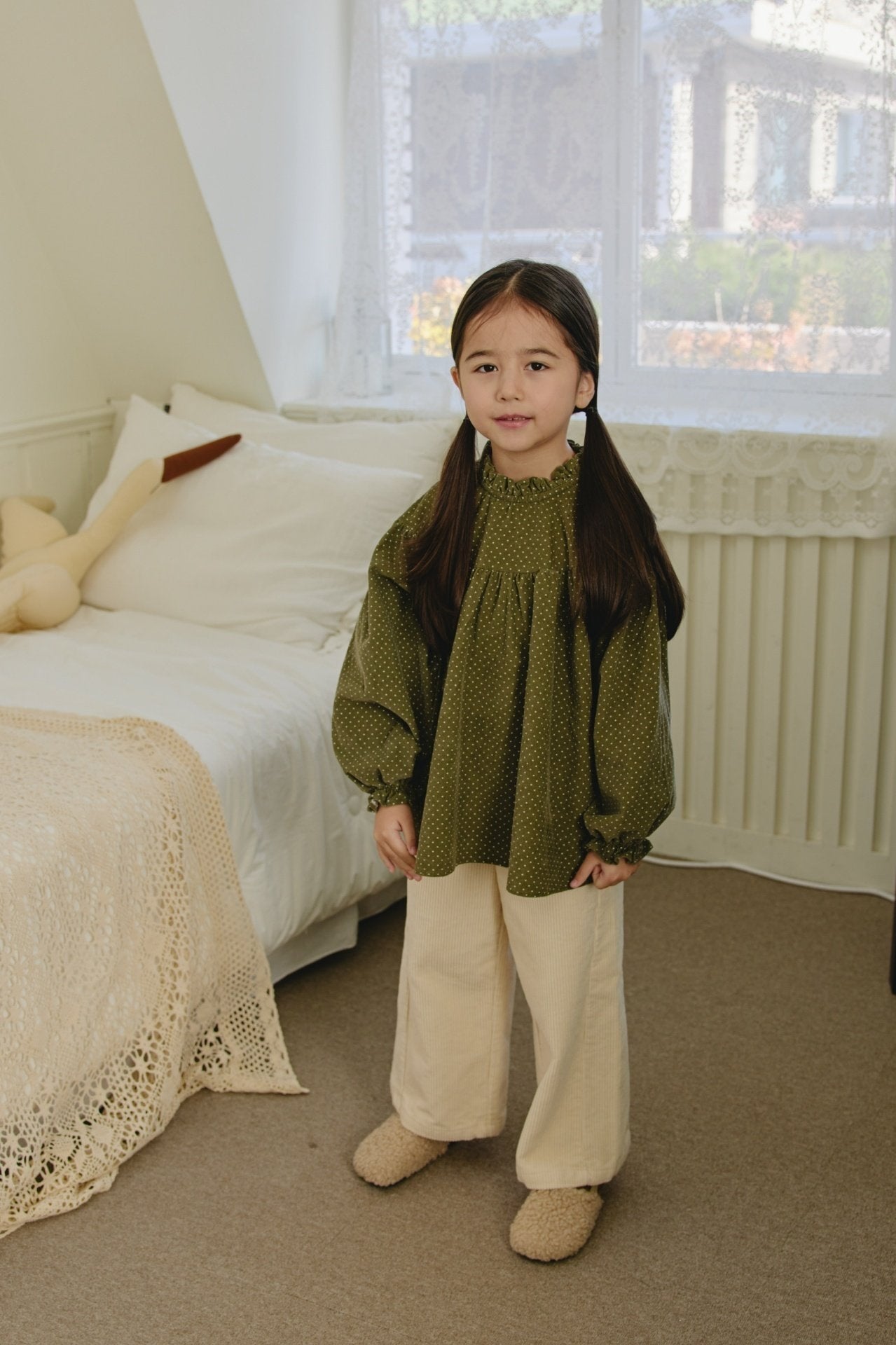 ［mon Atelier］Dot frill blouse