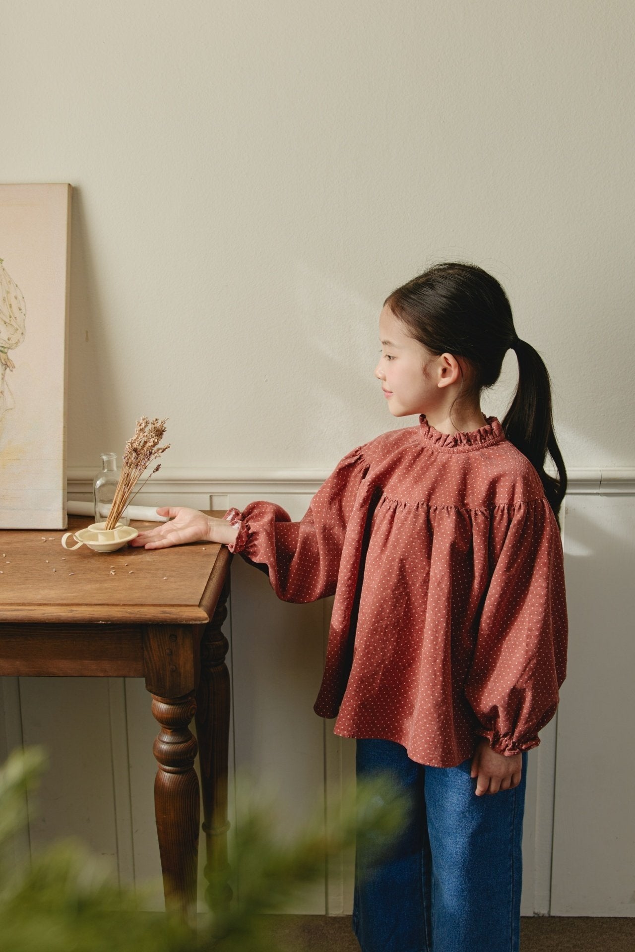 ［mon Atelier］Dot frill blouse