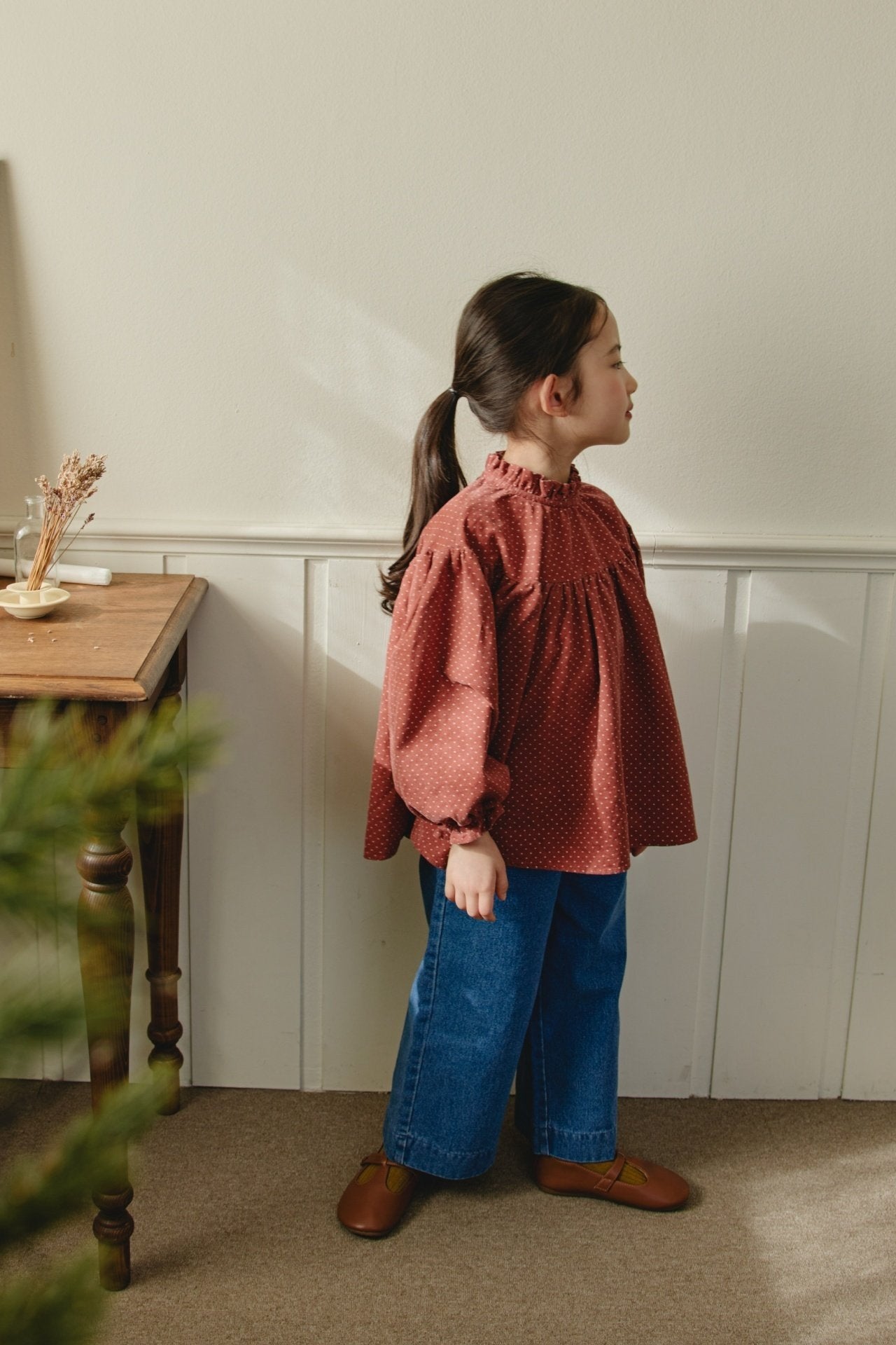 ［mon Atelier］Dot frill blouse