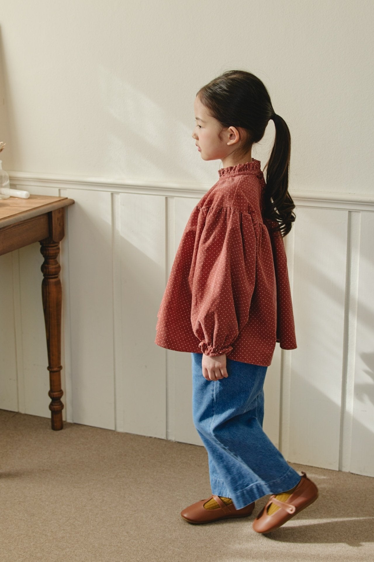 ［mon Atelier］Dot frill blouse