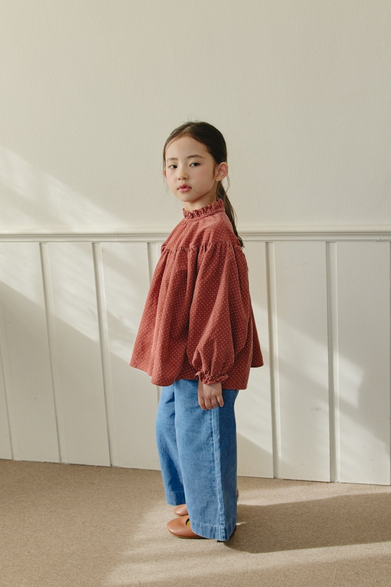 ［mon Atelier］Dot frill blouse