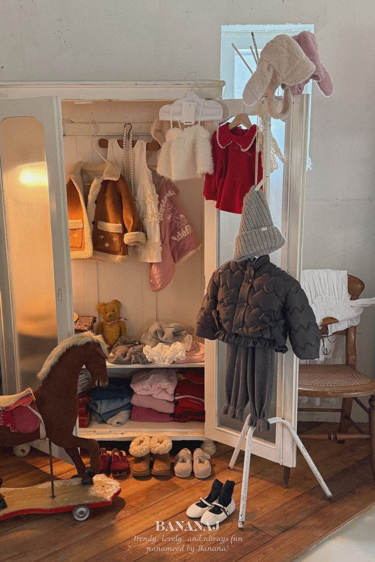 ［BANANAJ］Ribbon wave padding jacket