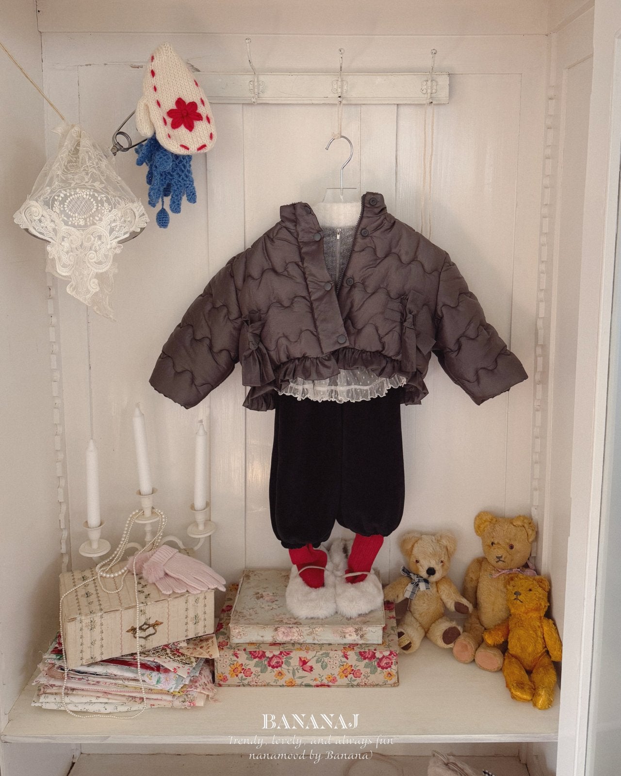 ［BANANAJ］Ribbon wave padding jacket