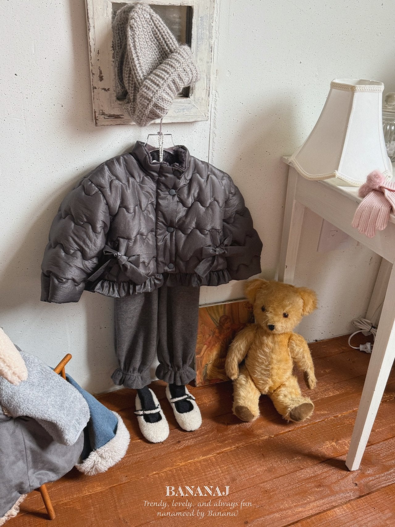 ［BANANAJ］Ribbon wave padding jacket