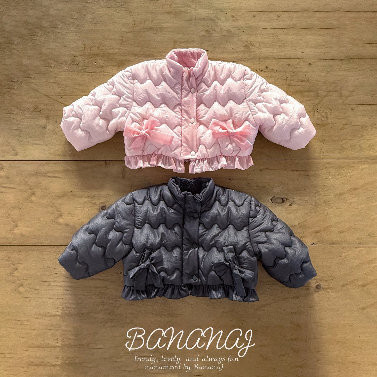 ［BANANAJ］Ribbon wave padding jacket