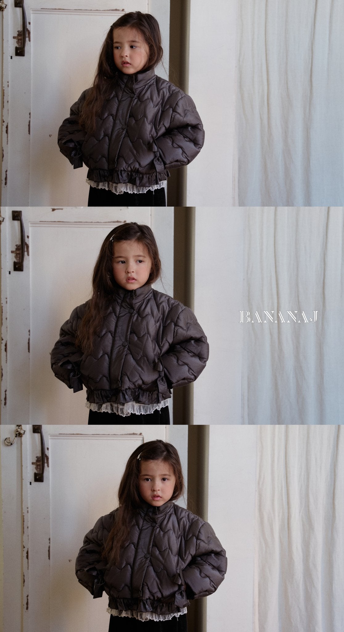 ［BANANAJ］Ribbon wave padding jacket