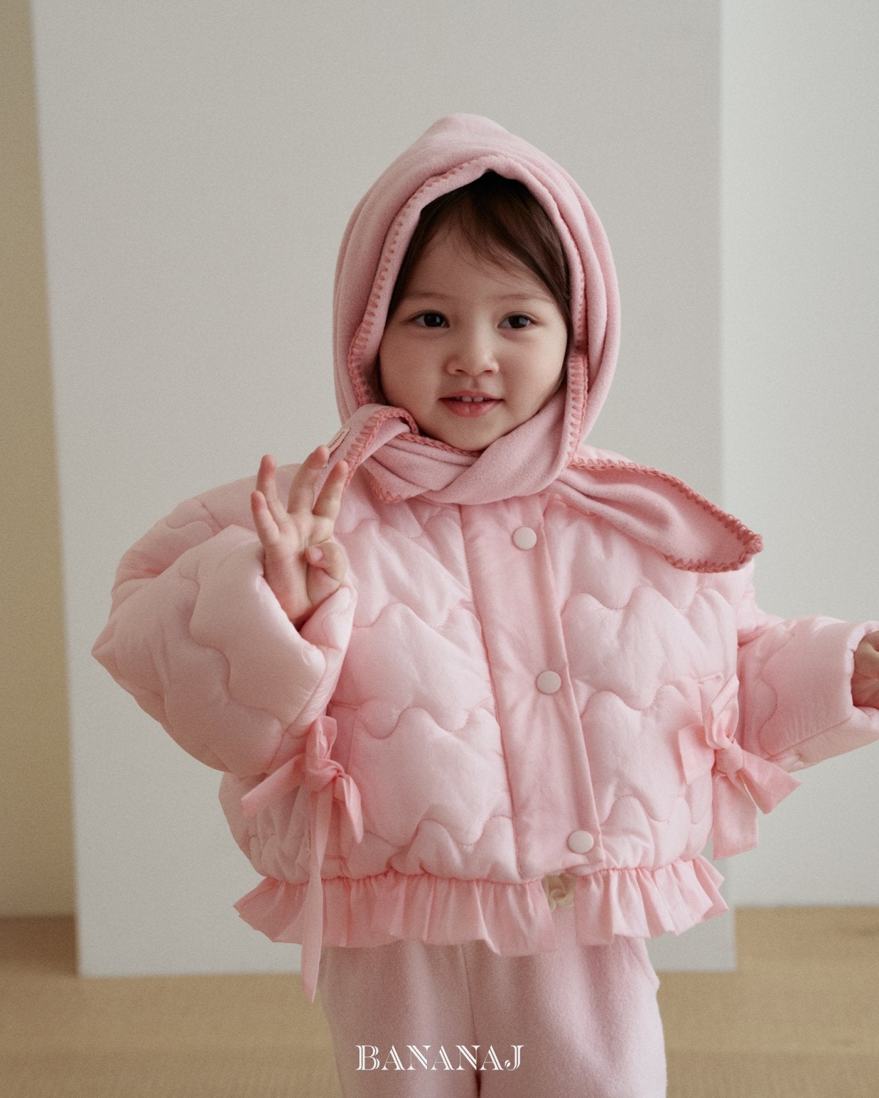 ［BANANAJ］Ribbon wave padding jacket