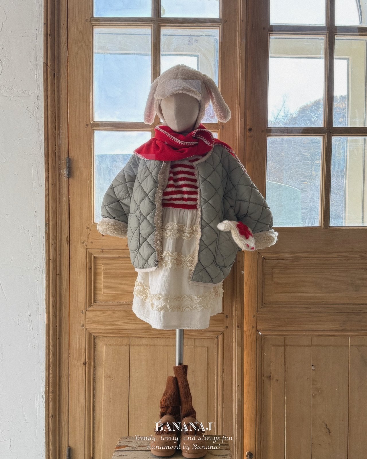 ［BANANAJ］Poodle reversible jacket