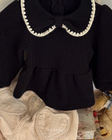 ［BANANAJ］Ribbon waffle collar tops