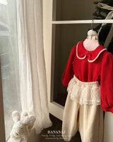 ［BANANAJ］Ribbon waffle collar tops