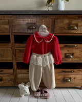 ［BANANAJ］Ribbon waffle collar tops